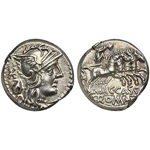 C. Cassius, Denarius, Rome, 126 BC. AR (g ... 