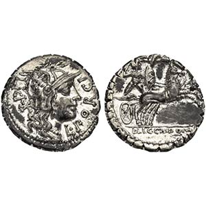L. Porcius Licinus, Serrate Denarius, Rome, ... 