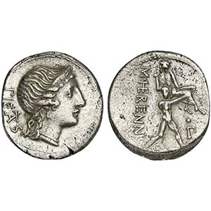 M. Herennius, Denarius, Rome, 108-107 BC. AR ... 