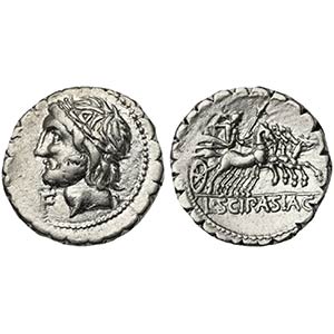 L. Scipio Asiagenus, Serrate Denarius, Rome, ... 