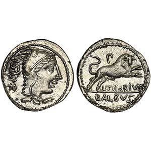 L. Thorius Balbus, Denarius, Rome, ca. 105 ... 