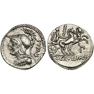 P. Servilius M.f. Rullus, Denarius, Rome, ... 