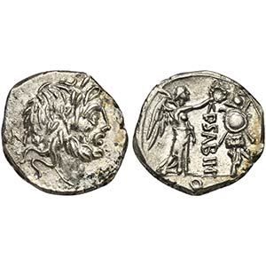P. Sabinus, Quinarius, Rome, 99 BC. AR (g ... 