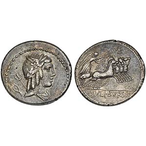 L. Julius Bursio, Denarius, Rome, 85 BC. AR ... 