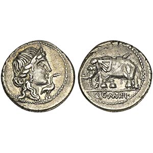 Q. Caecilius Metellus Pius, Denarius, Rome, ... 