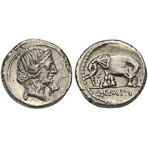 Q. Caecilius Metellus Pius, Denarius, Rome, ... 
