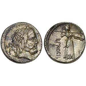 L. Procilius, Denarius, Rome, 80 BC. AR (g ... 