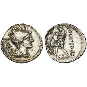C. Poblicius Q.f., Serrate Denarius, Rome, ... 