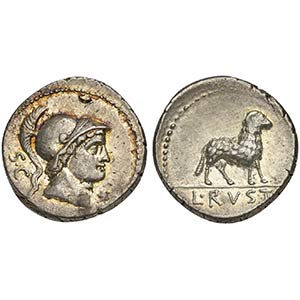 L. Rustius, Denarius, Rome, 74 BC. AR (g ... 