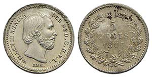 OLANDA - Guglielmo III (1849-1890) - 5 ... 