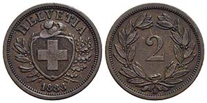SVIZZERA - Confederazione - 2 Rappen - 1888 ... 