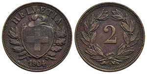 SVIZZERA - Confederazione - 2 Rappen - 1904 ... 