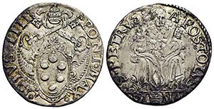 ROMA - Pio IV (1559-1566) - Testone - Stemma ... 