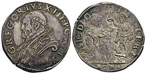 ROMA - Gregorio XIII (1572-1585) - Testone - ... 