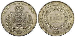 BRASILE - Pedro II (1831-1889) - 1.000 Reis ... 