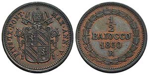 ROMA - Pio IX (1846-1866) - Mezzo baiocco - ... 