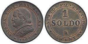 ROMA - Pio IX (1866-1878) - Soldo - 1867 A. ... 