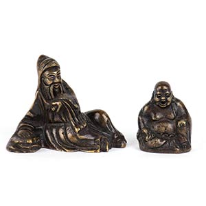 TWO BRONZE SCULPTURE OF BUDAI AND A ... 