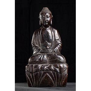 A WOOD SCULPTURE OF BUDDHAChina, Qing ... 