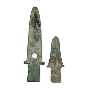 TWO BRONZE BLADES, GE China, late Shang ... 