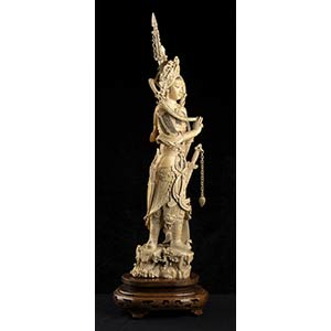 TWO IVORY SCULPTURES OF A FEMALE ... 