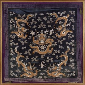 AN EMBROIDERED SILK PANEL WITH DRAGONChina, ... 