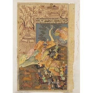 A MINIATURE PAINTED PAGE WITH A SCENE OF ... 