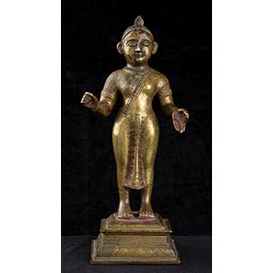 A COPPER ALLOY SCULPTURE OF A STANDING ... 