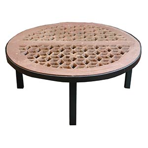 A PINK SANDSTONE LOW TABLEthe top India, ... 