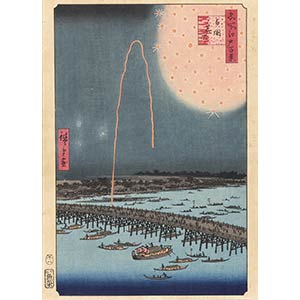 UTAGAWA HIROSHIGE(1797-1858)Fireworks at ... 
