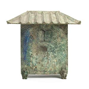 A BRONZE WITH AZURITE MODEL OF A GRANARY ... 