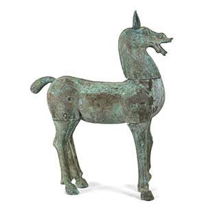 A LARGE HAN DYNASTY STYLE BRONZE HORSEChina, ... 