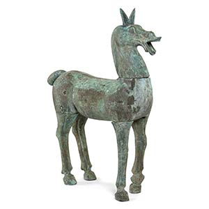 A LARGE HAN DYNASTY STYLE BRONZE ... 
