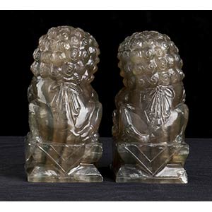 A PAIR OF CARVED STONE BUDDHIST ... 