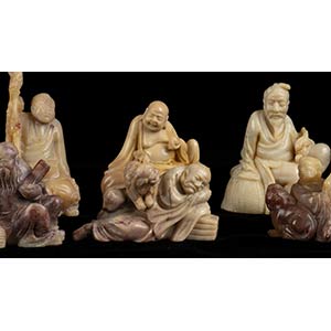 TEN SOAPSTONE CARVINGS OF ... 