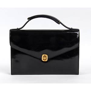 GUCCI LEATHER  BAG 60s  Black patent leather ... 