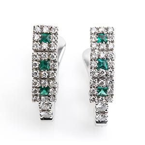 Diamonds and emeralds white gold earrings ... 
