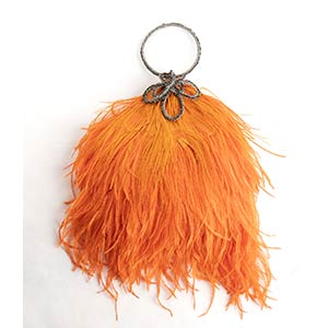 ORANGE OSTRICH AND PEACOCK FEATHERS BAG WITH ... 