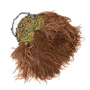 PEACOCK AND OSTRICH BROWN FEATHERS BAG WITH ... 