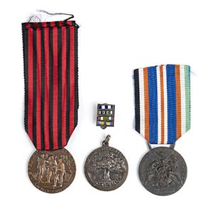 A lot of 3 medals and enamelled ribbons  A ... 