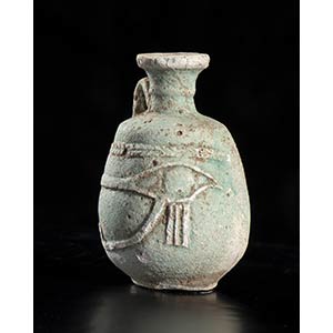 EGYPTIAN FAIANCE FLASK WITH UDJAT ... 