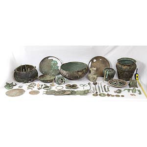 LARGE GROUP OF BRONZE OBJECTS From Etruscan ... 