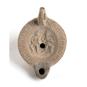 ROMAN OIL LAMP WITH GLADIATORS 1st - 2nd ... 