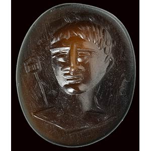 A roman sard intaglio. Bust of Mercury. 1st ... 