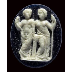 A  large roman blue and white glass  cameo. ... 