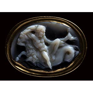 An roman agate cameo mounted on a ... 