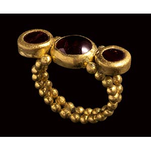 A late roman gold ring set with three ... 