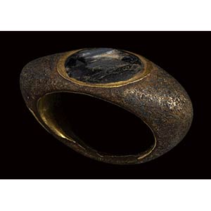 A large late roman gilted bronze ring set ... 