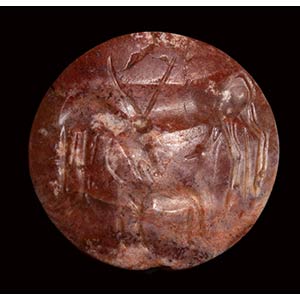 A mycenaean agate engraved seal. Antilope ... 