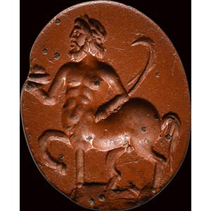 A fine roman red jasper intaglio. Centaur ... 